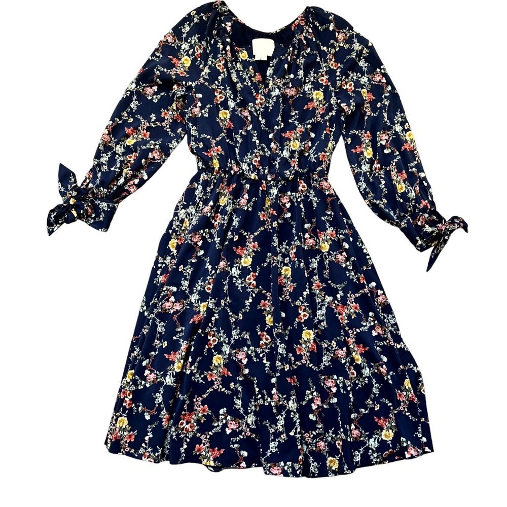Girl Meet Glam Bonnie Navy Floral Fit & Flare Midi Dress Bell size 6